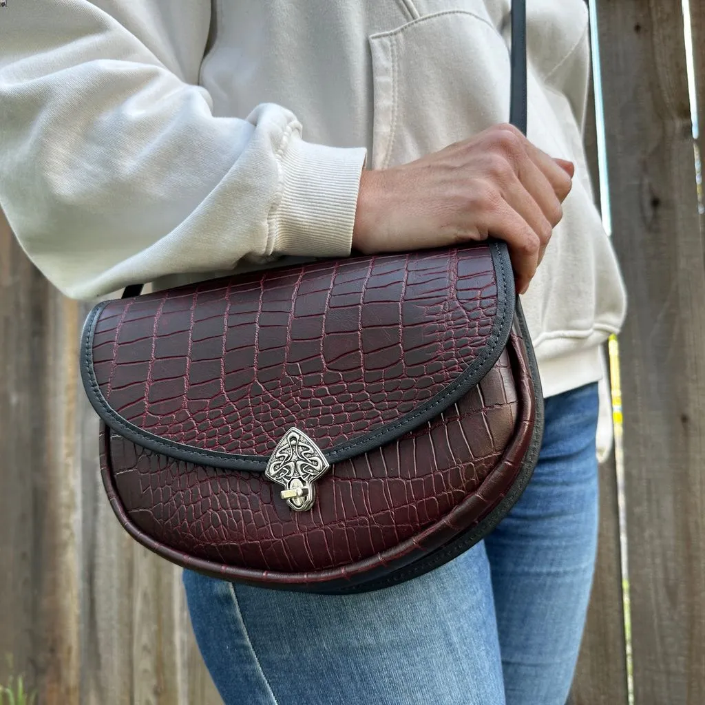 Large Lilah Crossbody, Burgundy Alligator