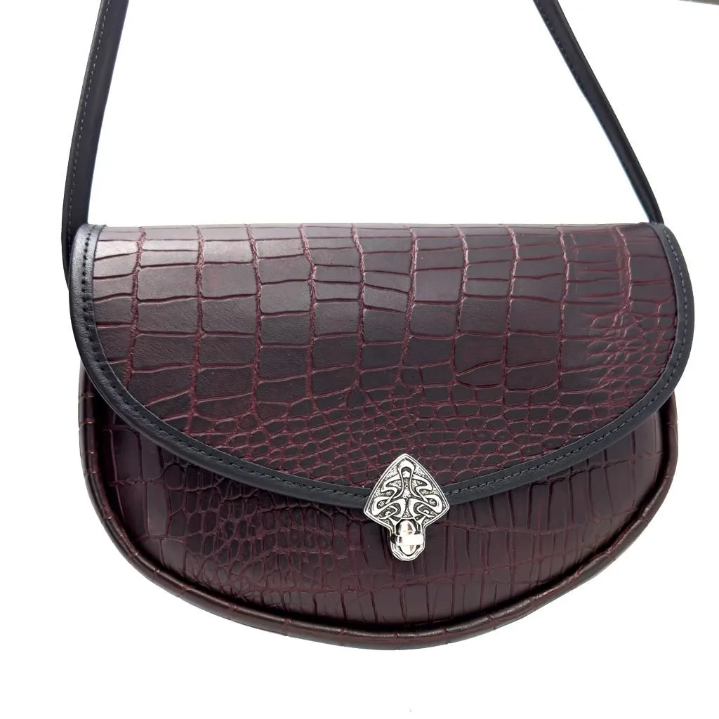 Large Lilah Crossbody, Burgundy Alligator