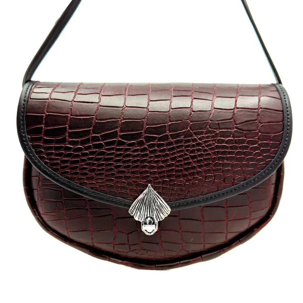 Large Lilah Crossbody, Burgundy Alligator