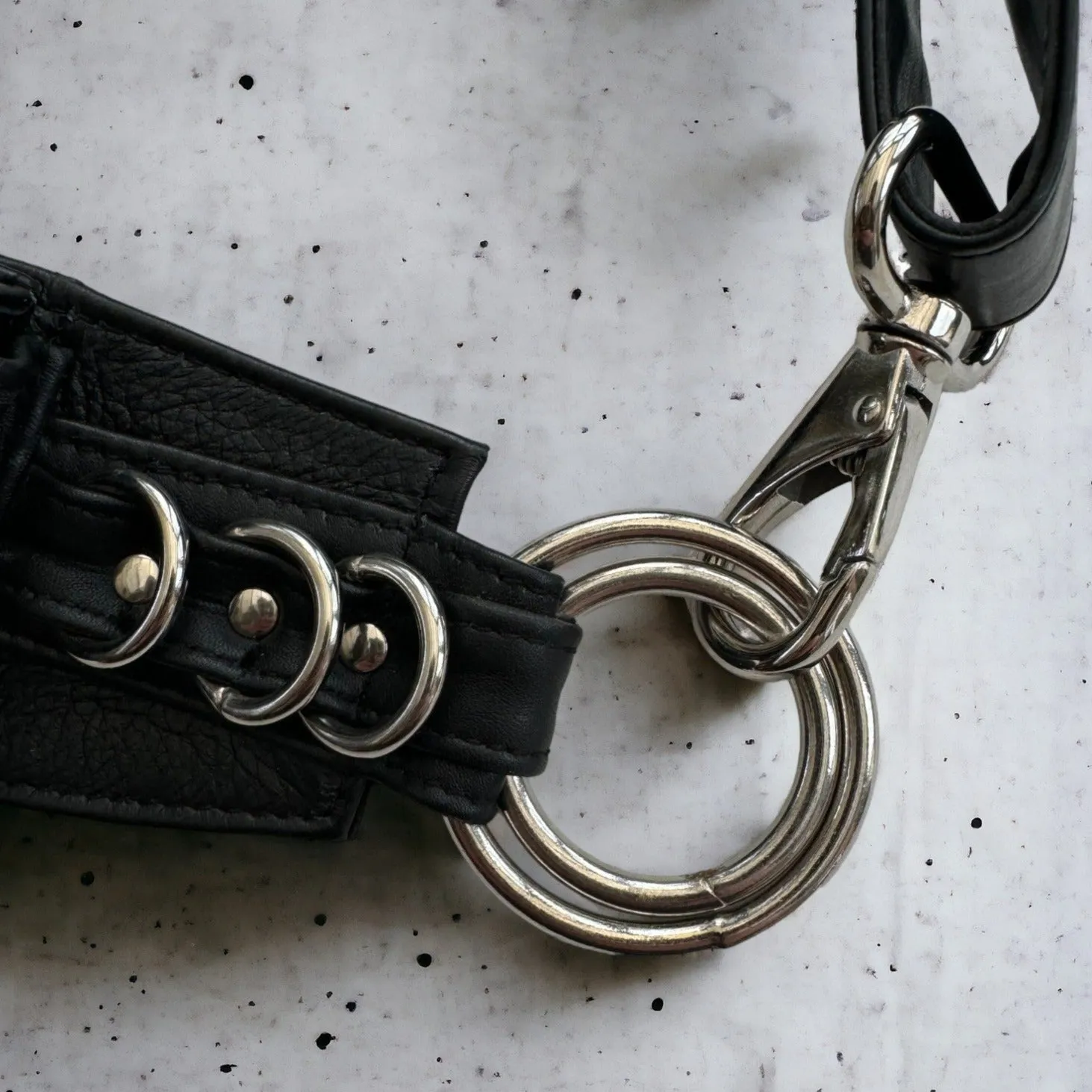 Leather Hip Bag | Black with Silver Hardware