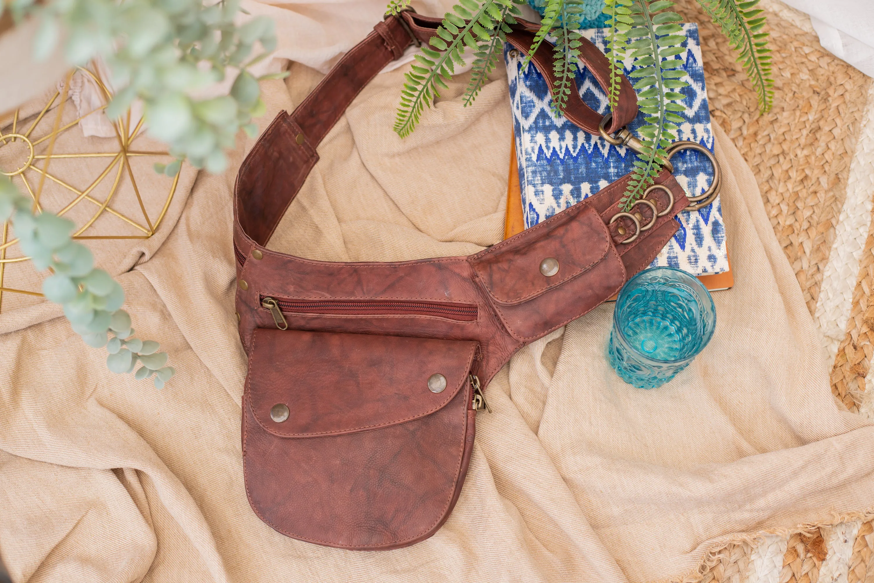 Leather Hip Bag - Mottled Brown