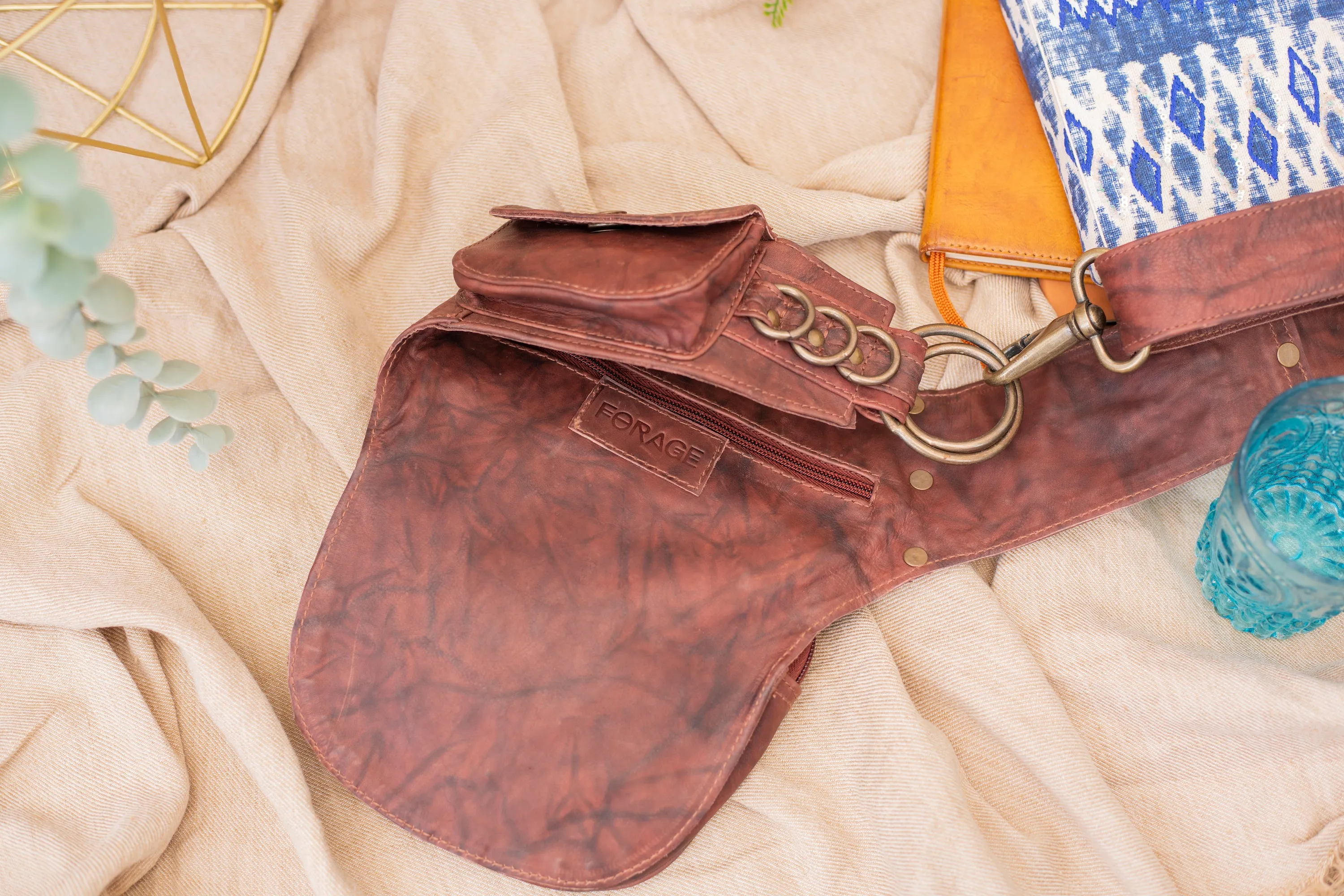 Leather Hip Bag - Mottled Brown