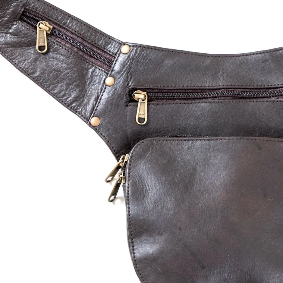 Leather Minimal Hip Bag | Falcon Brown