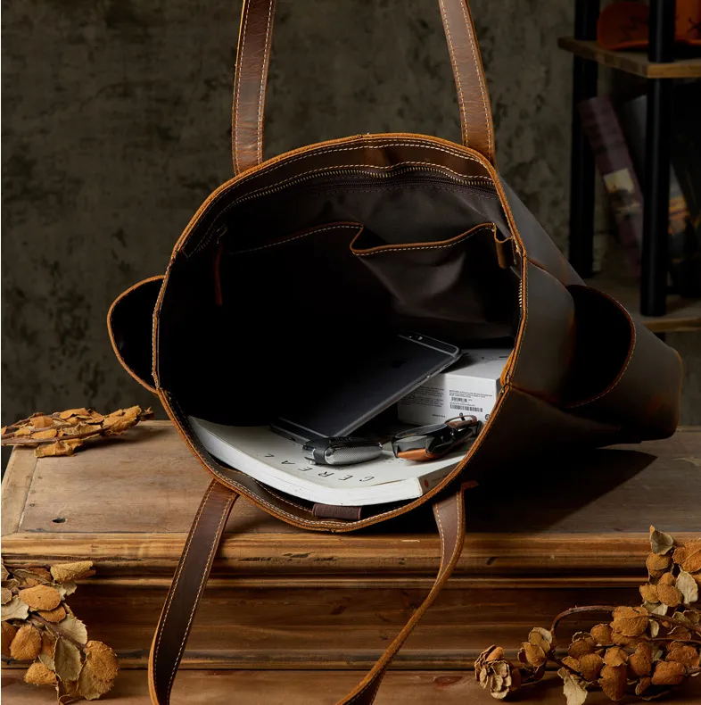 Leather Tote Bag Leather Purse Graduation Gifts For Her Him Full Grain Leather Goods