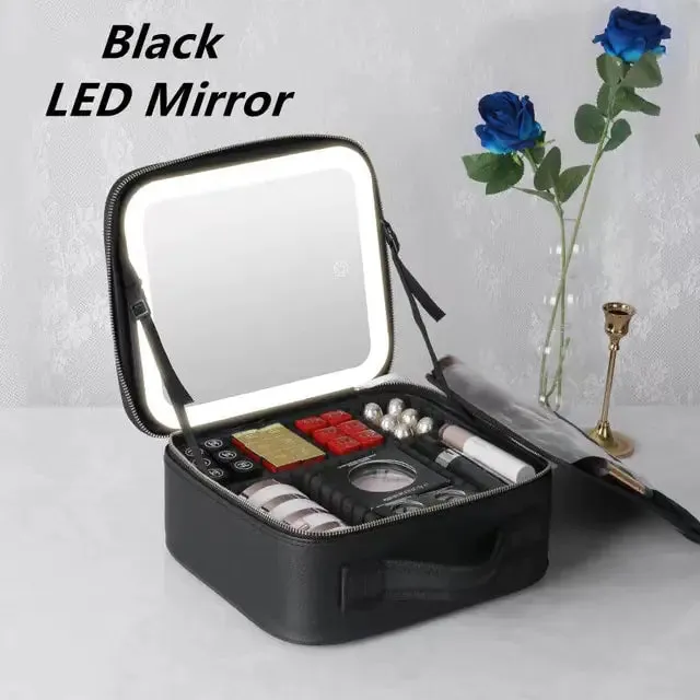 LED Light Cosmetic Bag womens makeup travel Organiser