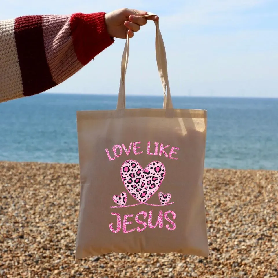 Love Like Jesus Canvas Tote Bags - Christian Tote Bags - Printed Canvas Tote Bags - Cute Tote Bags - Religious Tote Bags - Gift For Christian - Ciaocustom