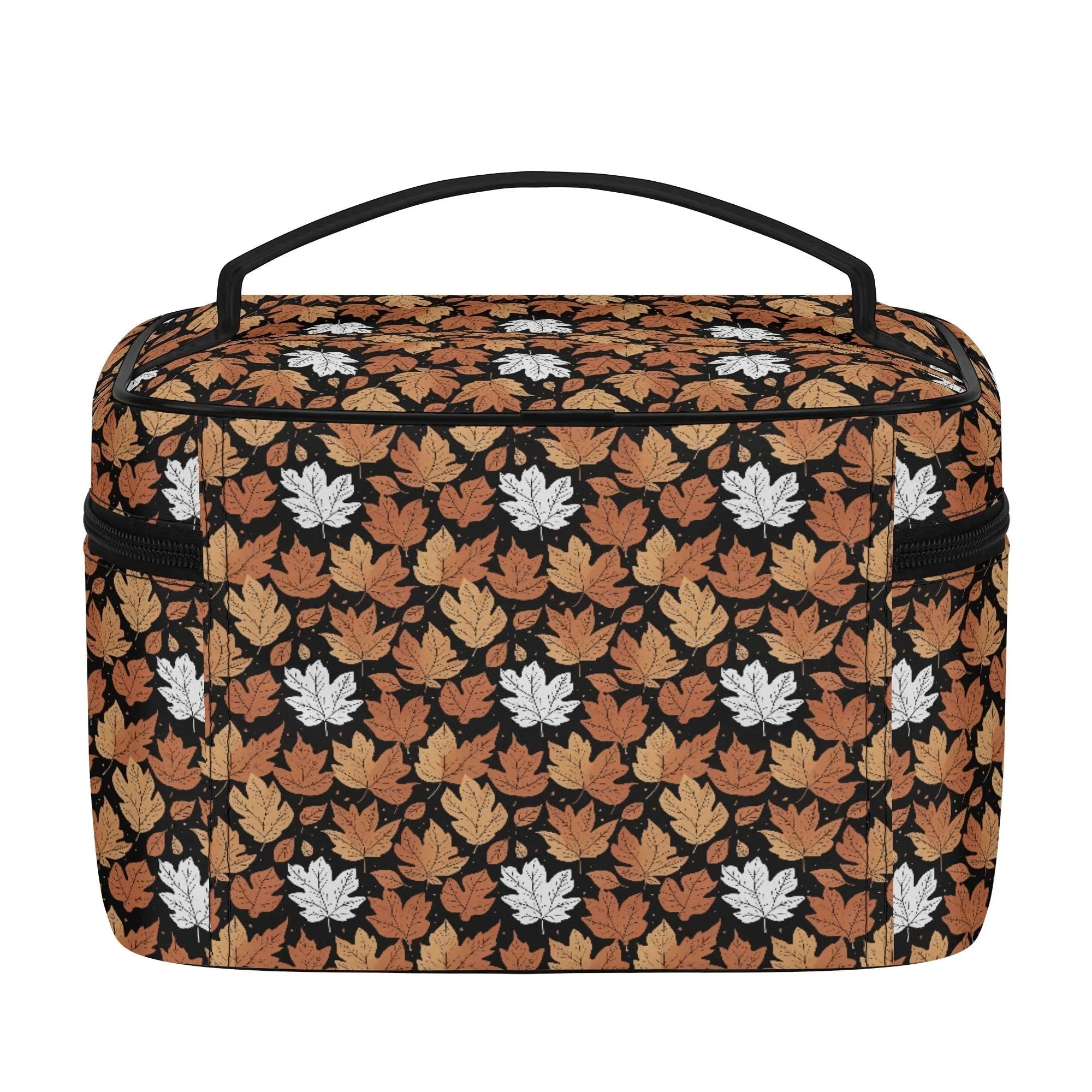 Maple Leaves Leather Cosmetic Bag