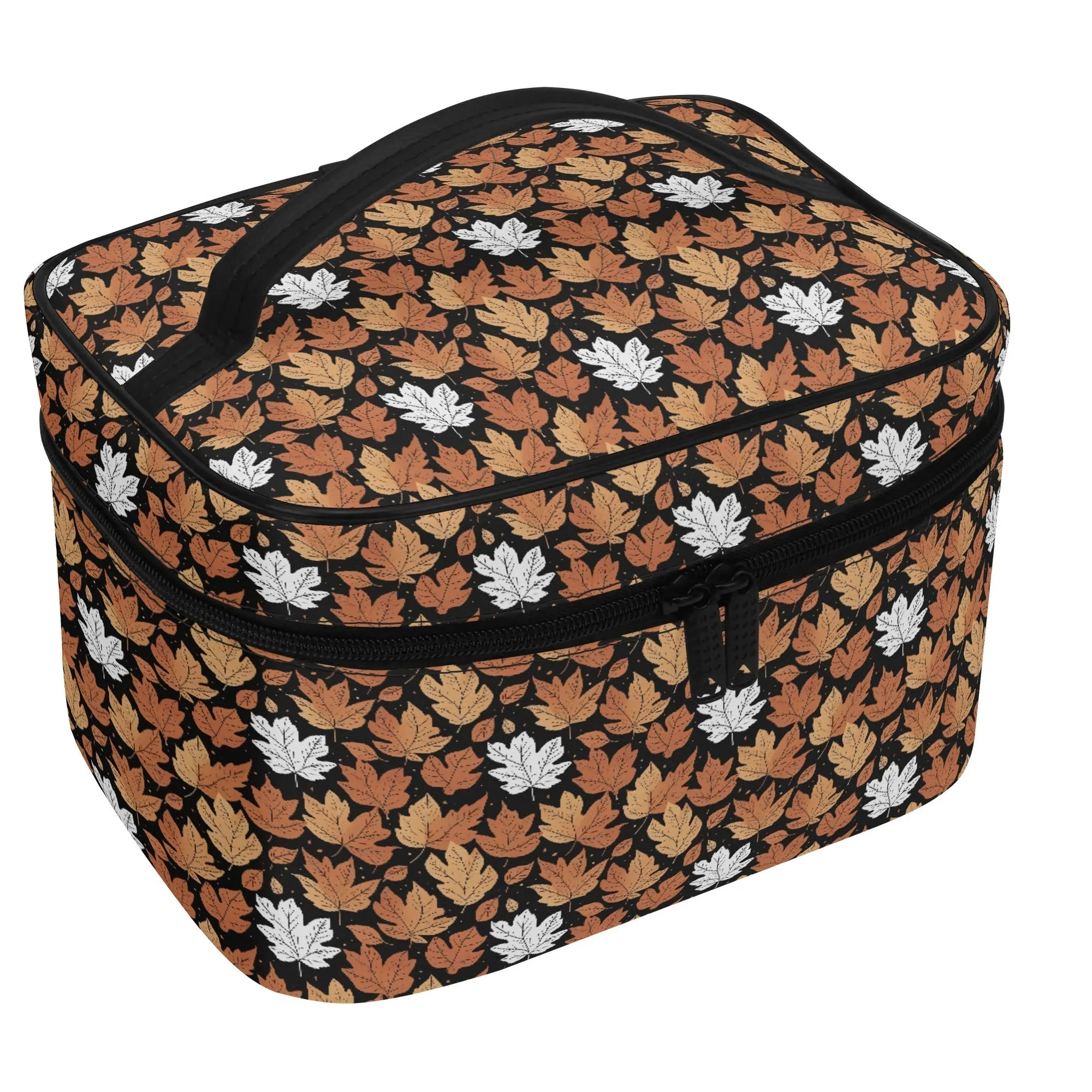 Maple Leaves Leather Cosmetic Bag