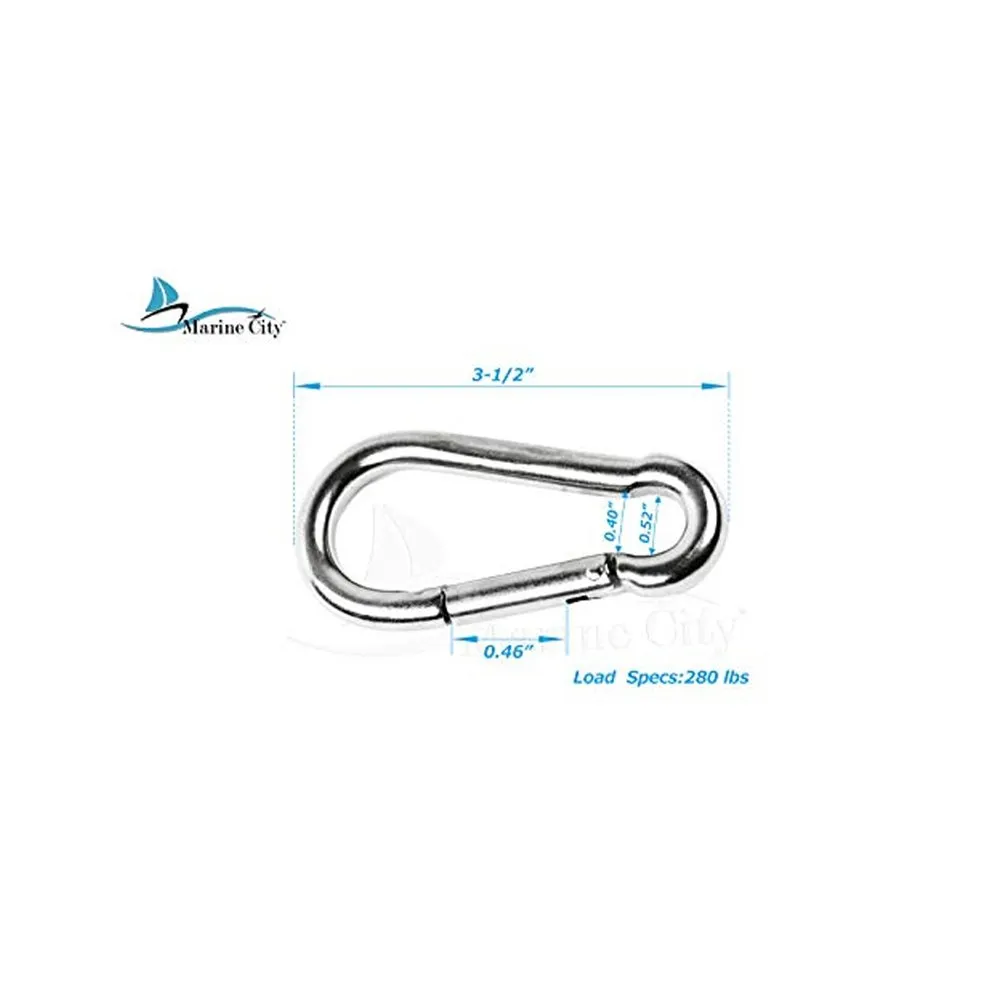 Marine City 316 Stainless-Steel 3-1/2” Carabiners/Clip Snap Hook for Climbing, Fishing, Hiking (4pcs)