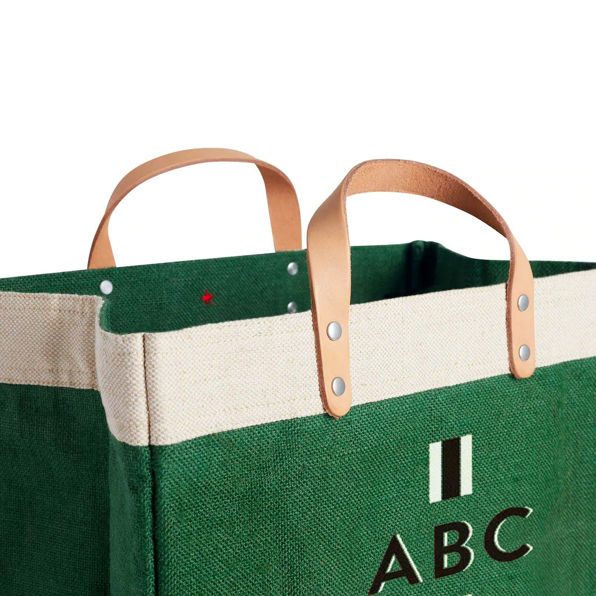 Market Bag in Field Green with Black Monogram