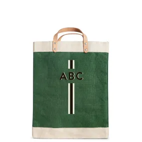 Market Bag in Field Green with Black Monogram