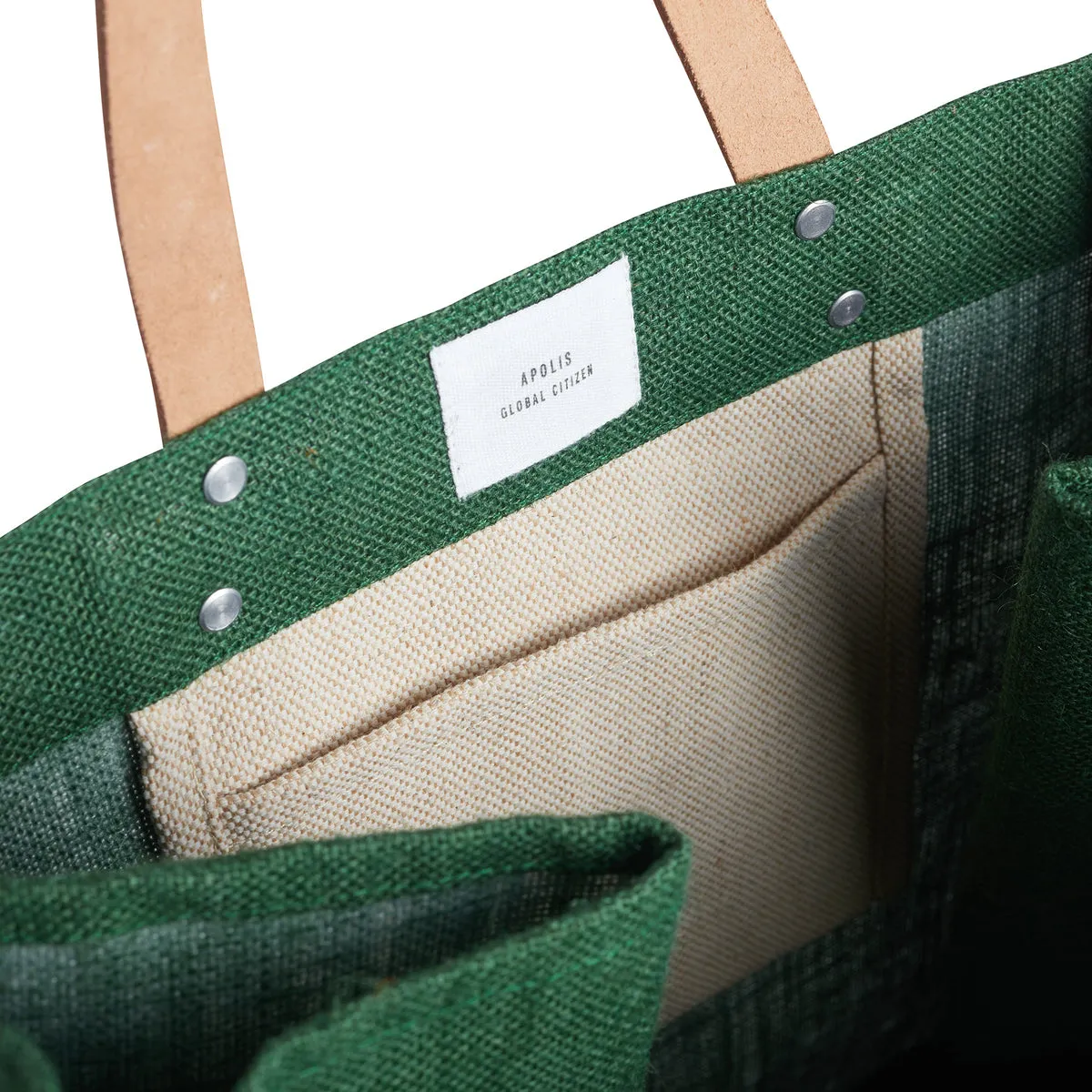 Market Bag in Field Green with Black Monogram