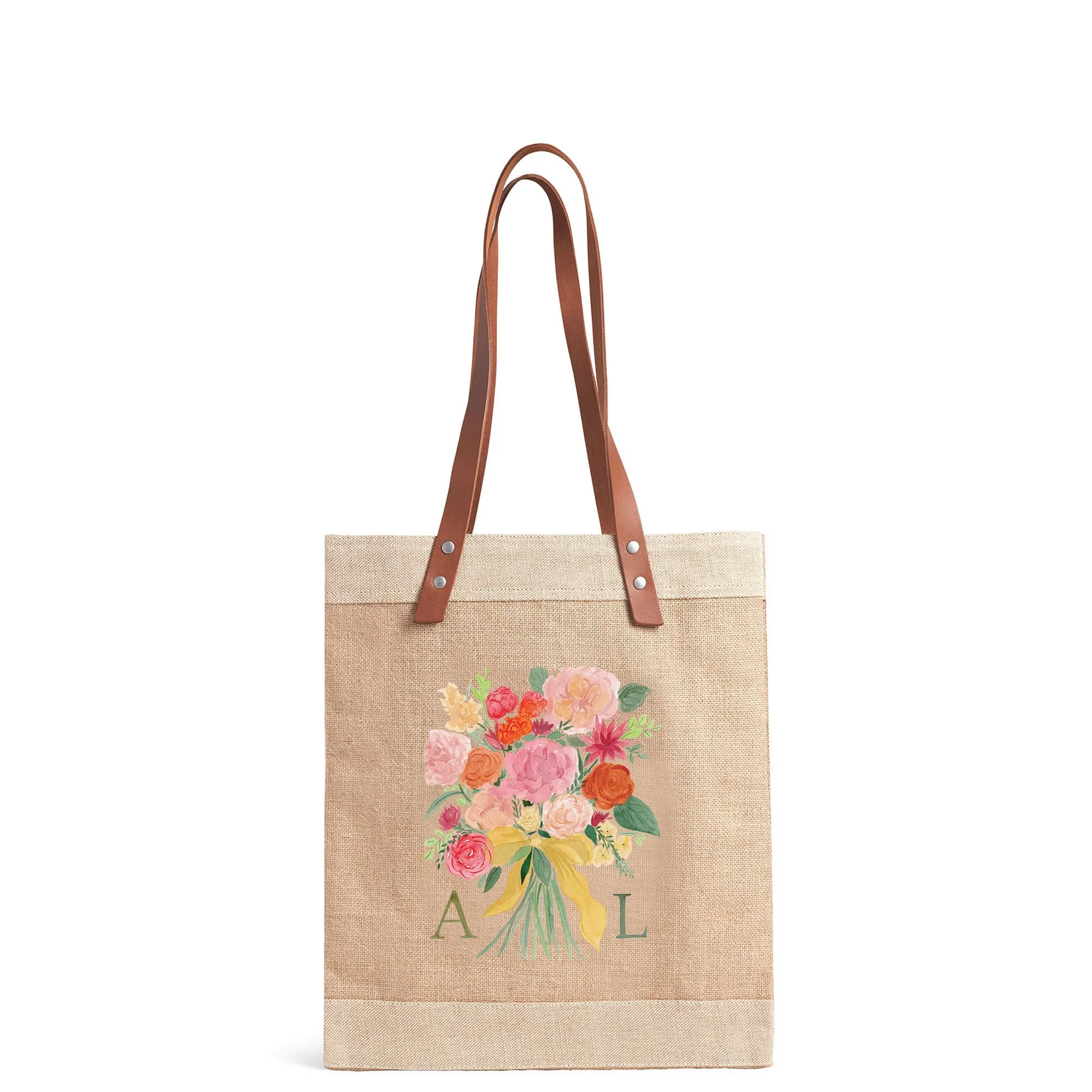 Market Tote in Natural Bouquet by Amy Logsdon