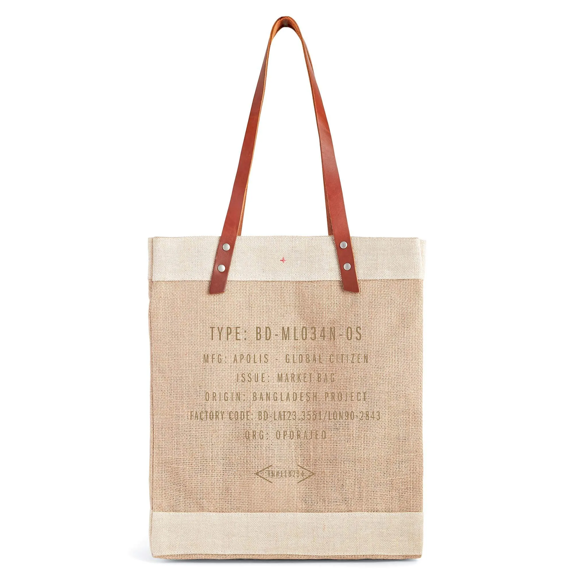 Market Tote in Natural with Large Monogram