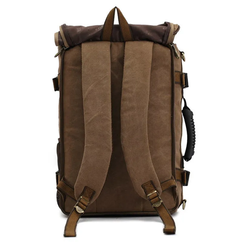 Men Canvas Backpack Huge Travel School Shoulder Computer Backpack Functional Versatile Bags Multifunctional Laptop Bag