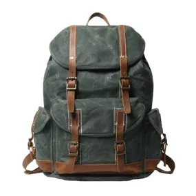 Men Canvas Retro Travel Outdoor Hiking Large Capacity Multi-pockets Backpack