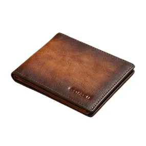 Men Genuine Leather RFID Anti-theft Multifunction Retro Large Capacity Foldable Card Holder Bag