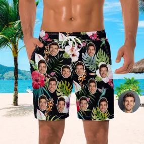 Men's Custom Face Beach Trunks All Over Print Photo Shorts - Street Style