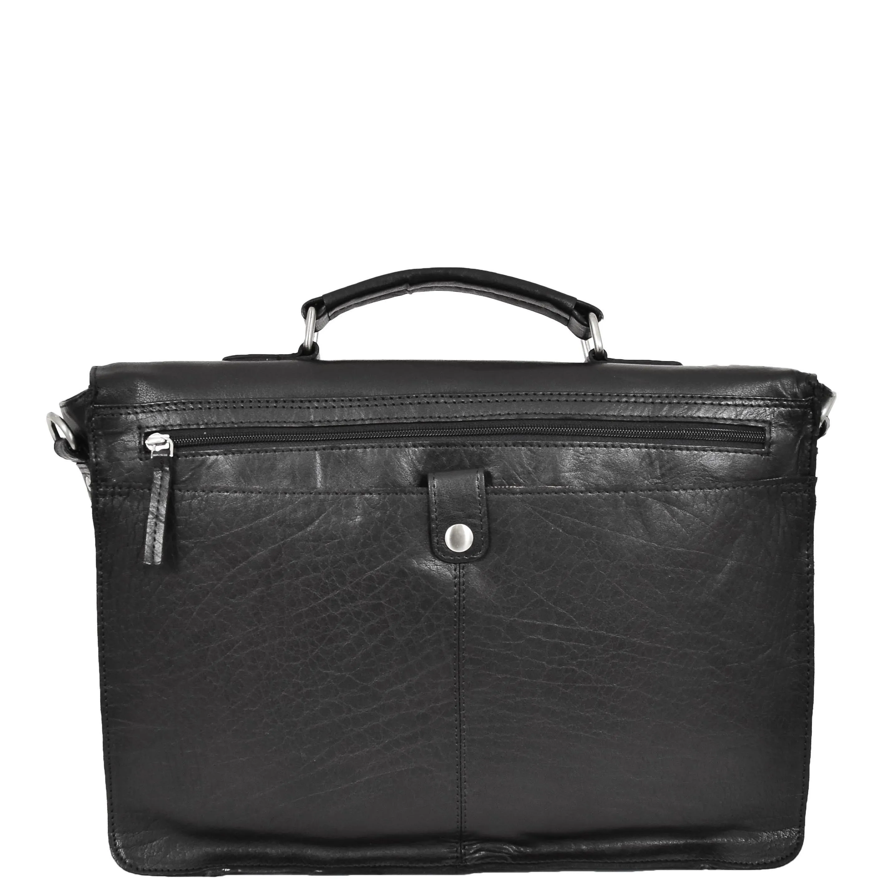 Mens Leather Briefcase Cross Body Satchel Bag Clinton Black