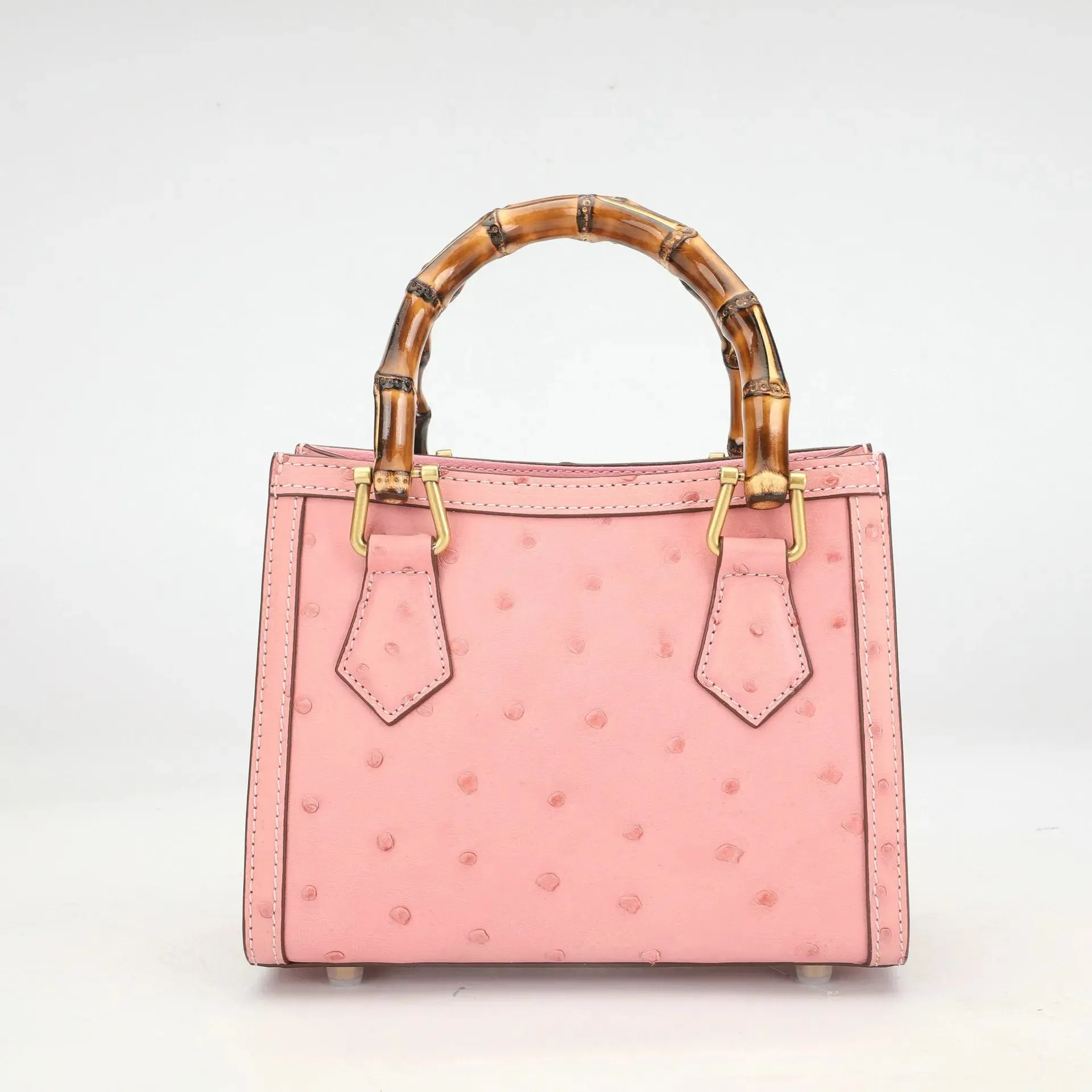 Mercy Pink Ostrich Leather Handbag