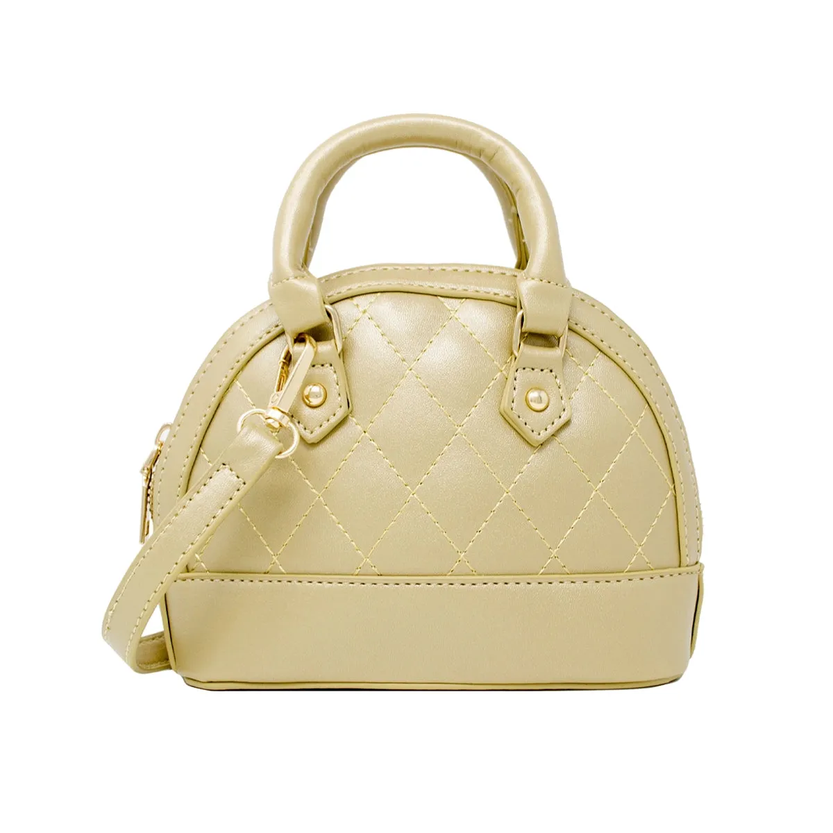 Mini Quilted Moon Handbag - Gold