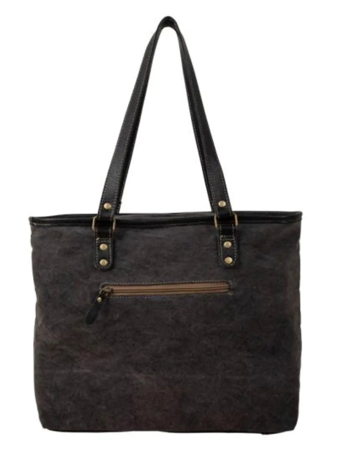 Myra Bag Cattle Brun Canvas & Hairon Bag tote Handbag S- 7374