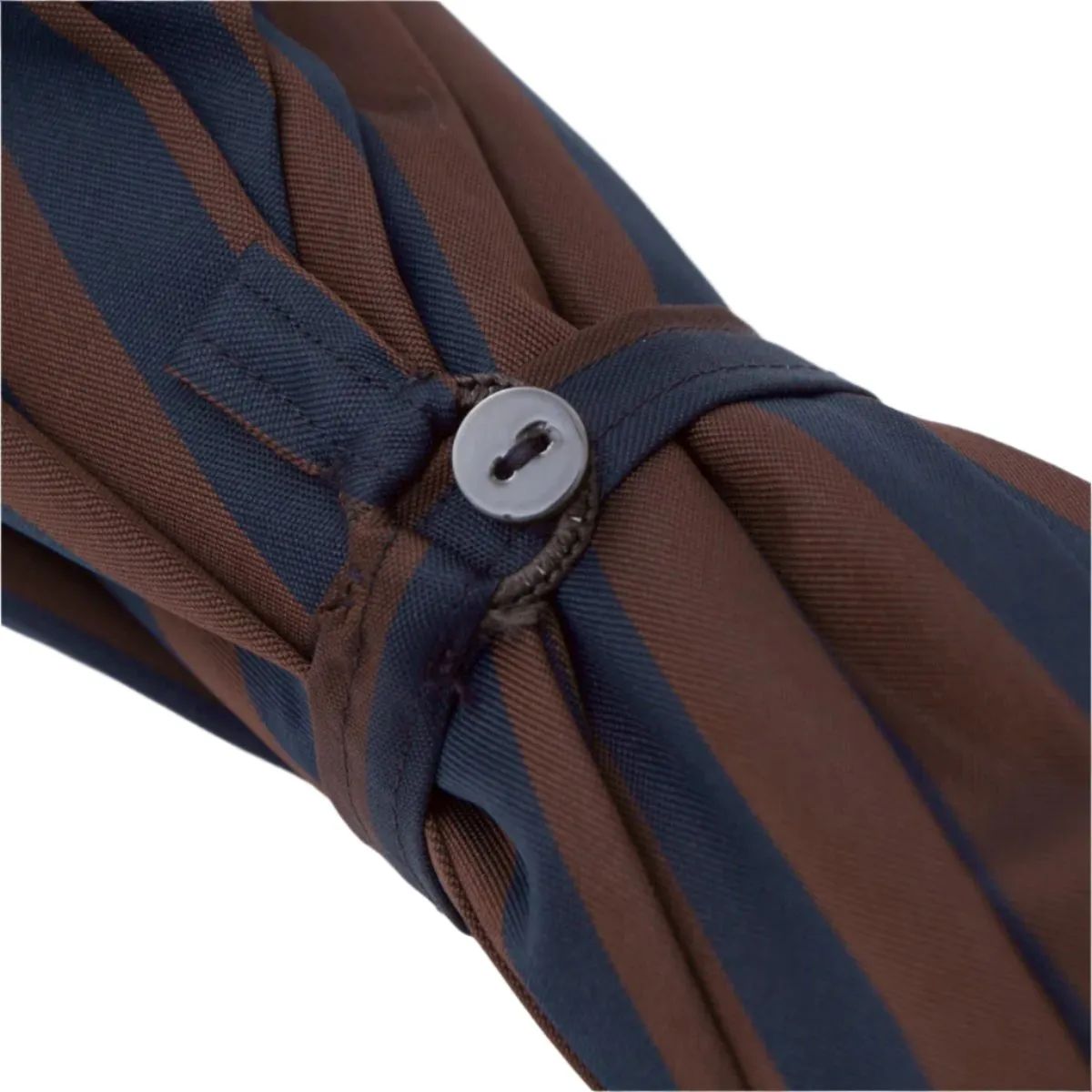 Navy and Brown Stripe Travel Umbrella with Leather Handle