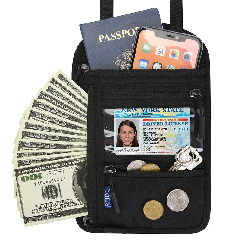 Neck-hanging passport bag