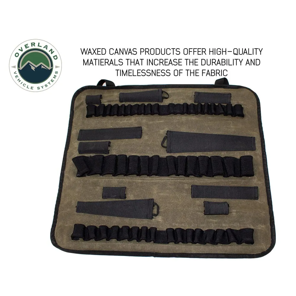 Overland Vehicle Systems - Rolled Bag Socket Organizer with Handle & Straps #16 Waxed Canvas Universal