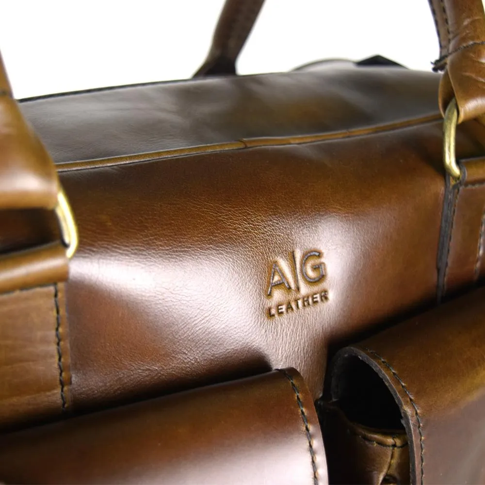 Overnighter Briefcase in Chocolate Leather