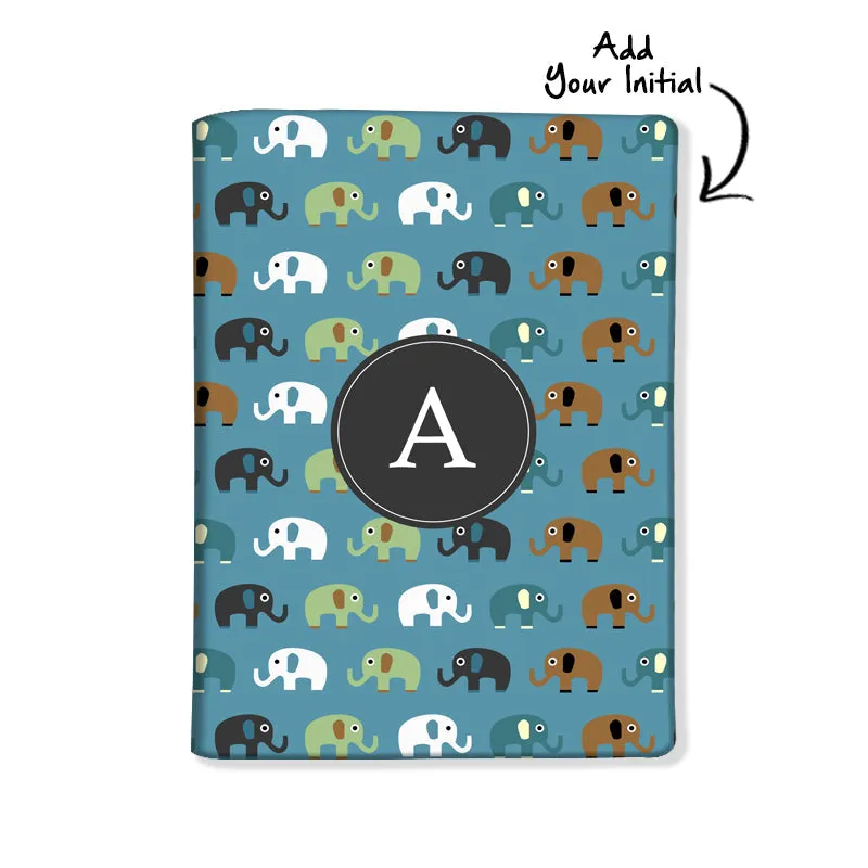 Personalised Passport Cover and Baggage Tag Combo - Blue Elephants