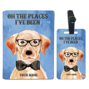 Personalised Passport Cover and Baggage Tag Combo - Hipster Dog