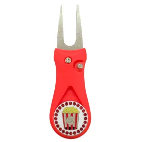 Popcorn Golf Ball Marker With Colored Divot Repair Tool