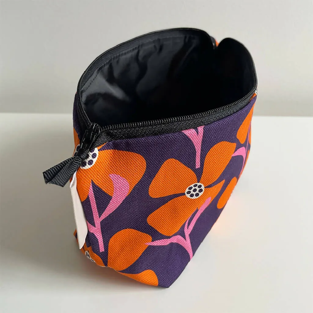 Poppy Windmills Cosmetic Bag in Plum