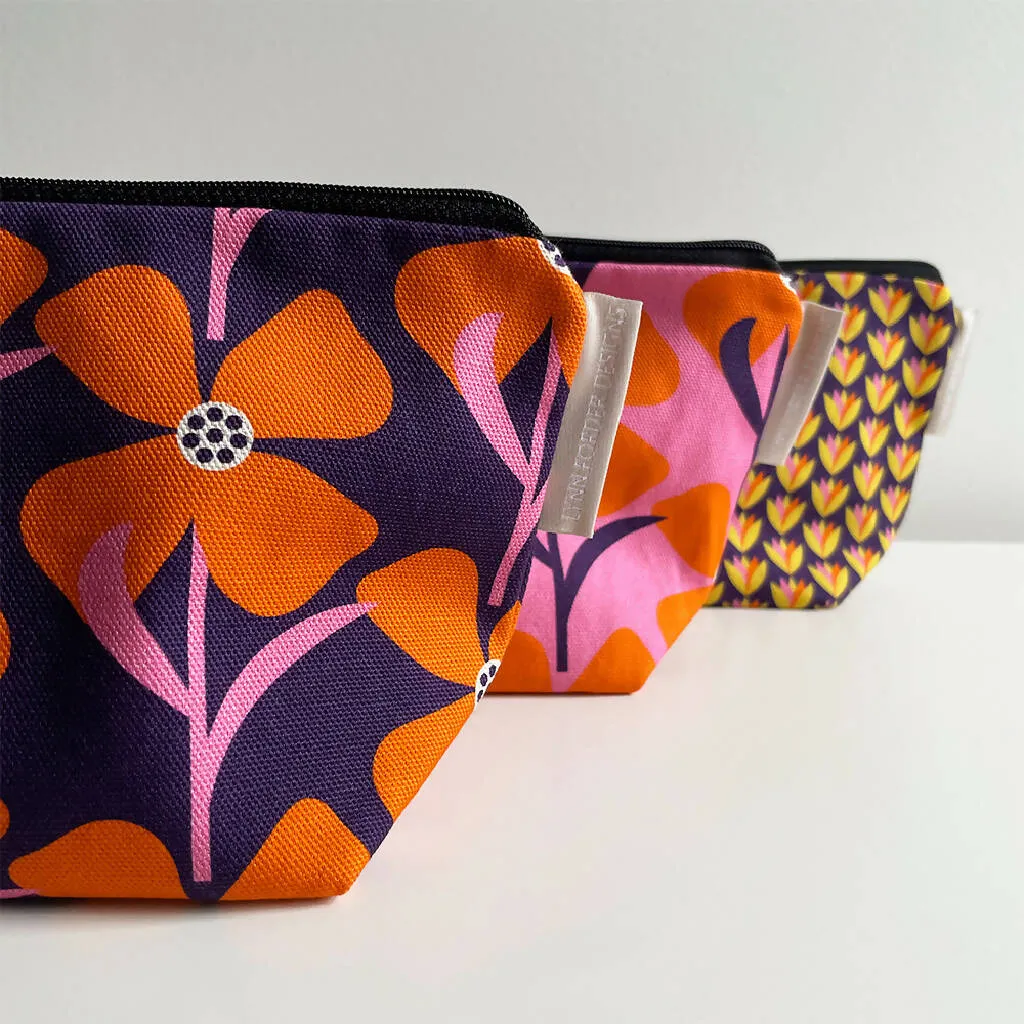 Poppy Windmills Cosmetic Bag in Plum