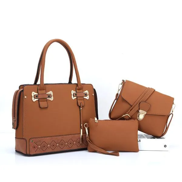 PU Fashion 3 Pieces in 1 Set Women Handbag Brown