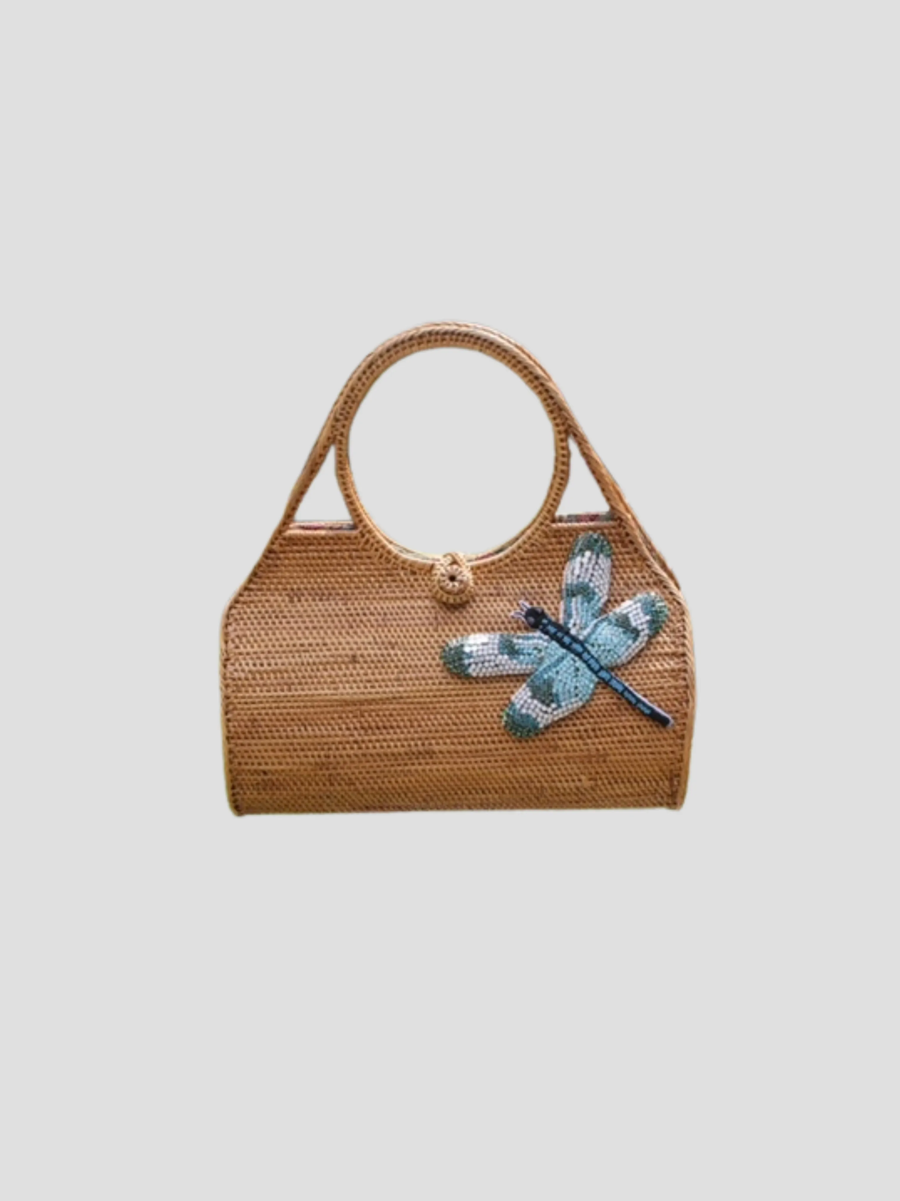 Raffia Handbag with Swarovski Dragonfly