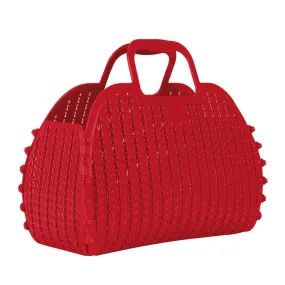 Red Foldable Mini Plastic Women's Tote Bag