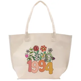 Retro Wildflower 30th Birthday Celebration Gift Canvas Hand Bag 30th Birthday Gift Hand Bag for Her Custom Birthday Gift (RWT1003)