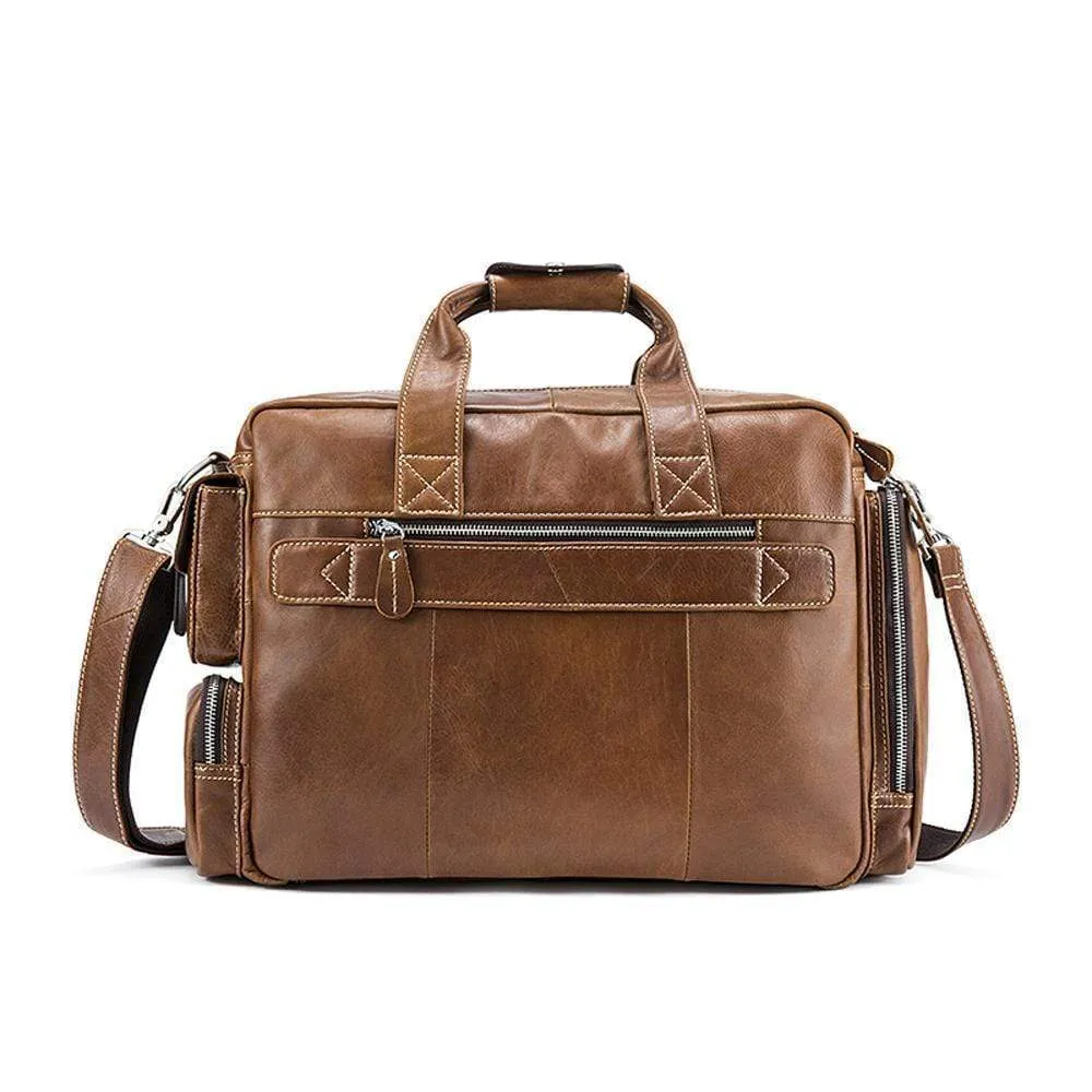 Rossie Viren  Men's Large Handmade Vintage Leather Briefcase Messenger Shoulder Bag