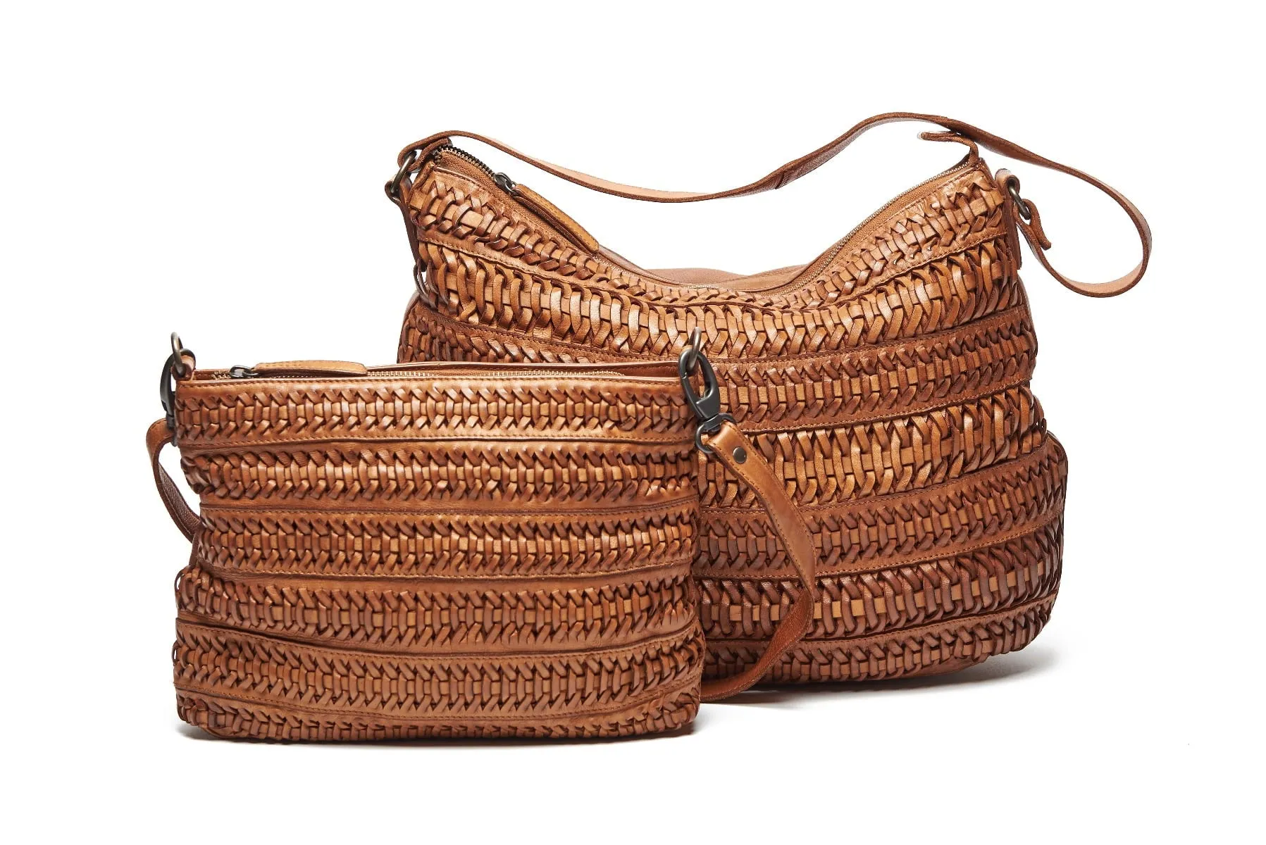 Rugged Hide Clara Woven Leather Crossbody Bag