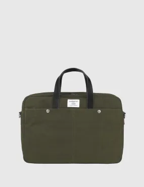 Sandqvist Mats Waxed Briefcase (Canvas) - Olive Green