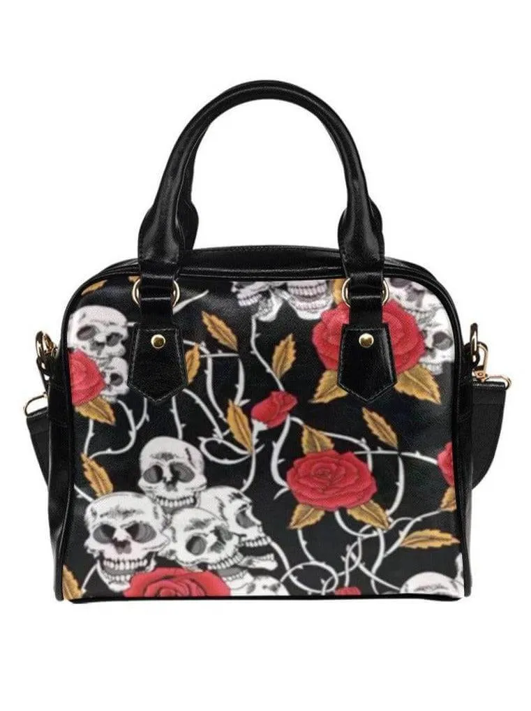 SKULLS & ROSES Shoulder Handbag