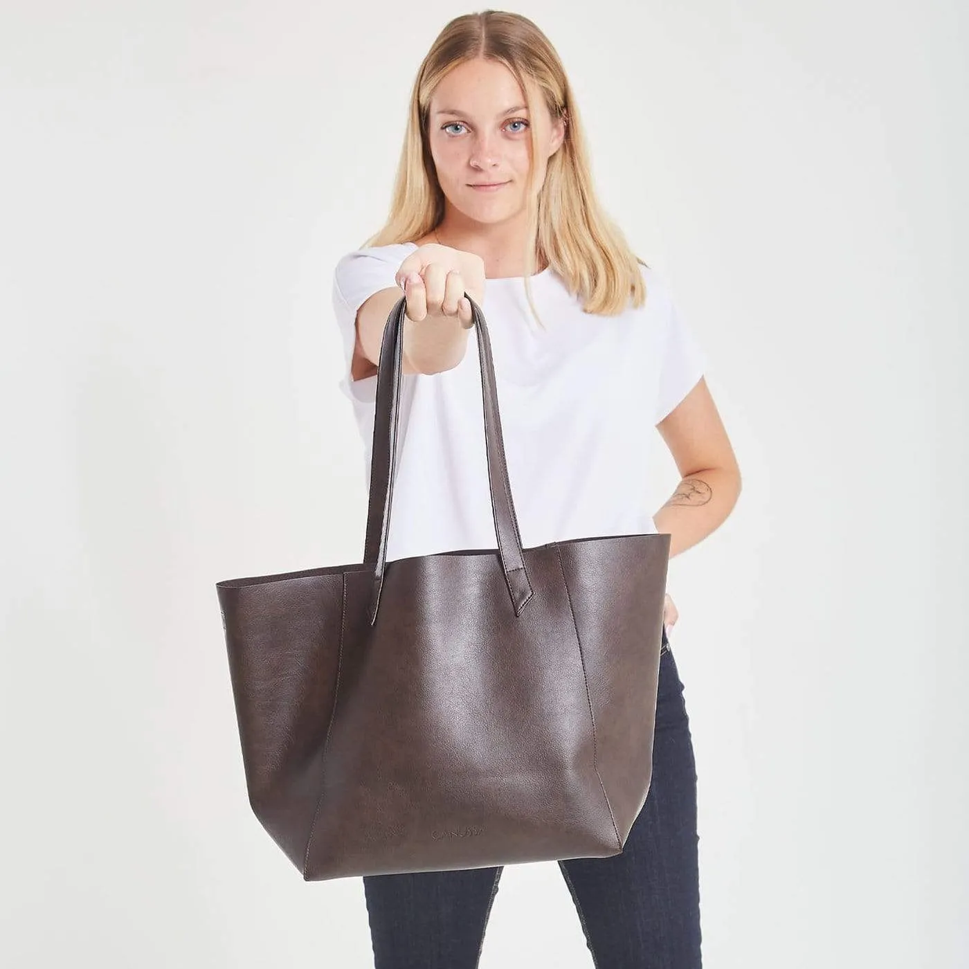 Totissimo Foldable Vegan Leather Tote Bag | Brown