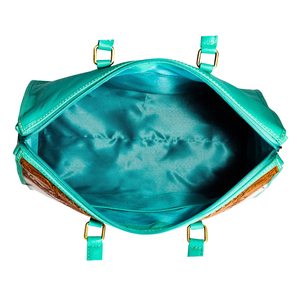 Tylersburg Hand-tooled Handbag in Turquoise