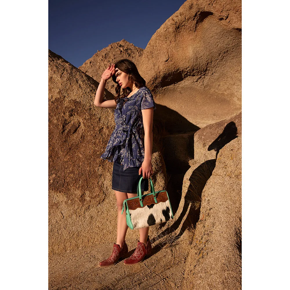 Tylersburg Hand-tooled Handbag in Turquoise