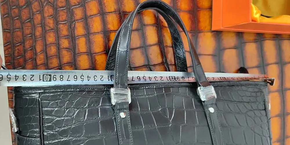 Unisex Crocodile Leather Briefcase Large Tote Bag