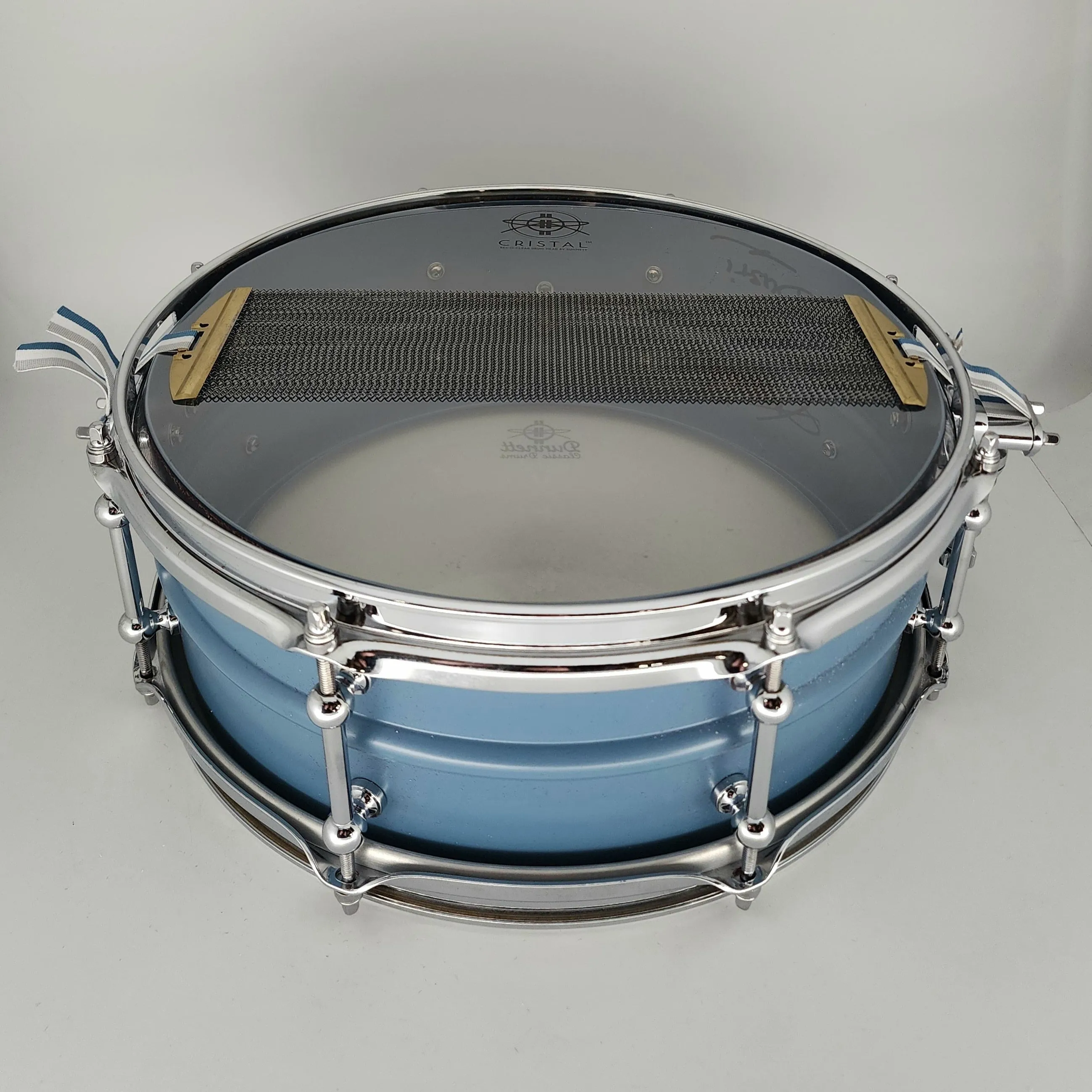 Used Dunnett 2N Aluminum Powdercoat Blue Snare Drum 14x5.5