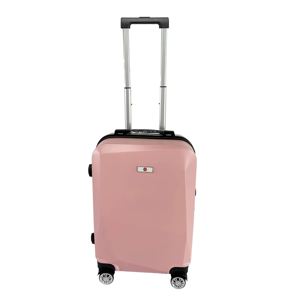 USHA SHRIRAM ABS (Cabin Bag) 20 inch Black Luggage Bag (55cm)|Trolley Suitcase for Travel | Travel Luggage for Men Women |360 Degree Wheel | Travel Bags for Luggage Trolley | Carry On Suitcase (Pink)