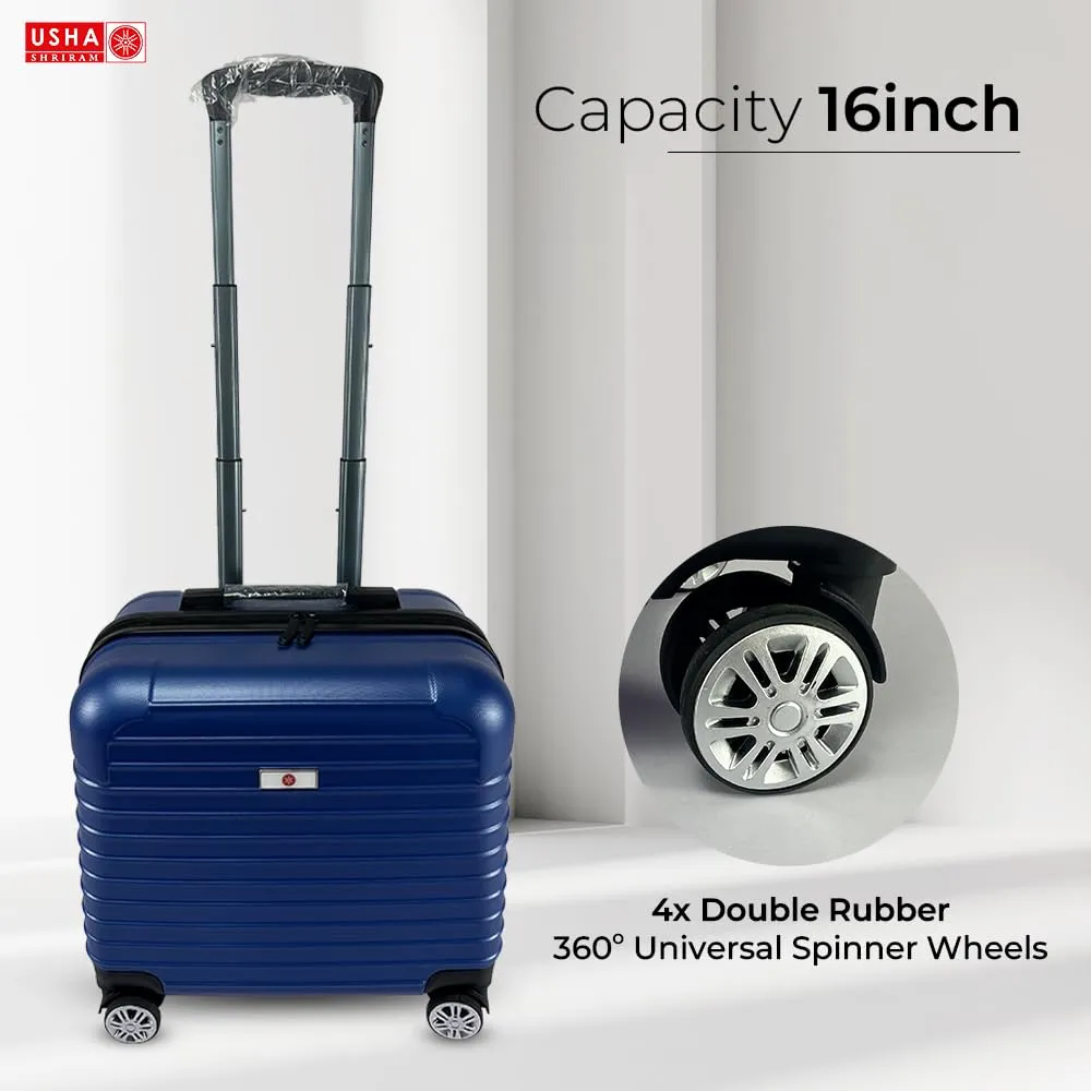 USHA SHRIRAM Abs(16 Inch) Hard Shell Luggage Bag Trolley Suitcase For Travel Small Travel Luggage For Unisex 360 Degree Spinner Wheel Travel Bags For Luggage Trolley Carry On Suitcase (Blue)